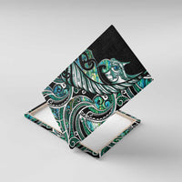 Maori Matariki - Manaia Canvas Wall Art Emerald Paua Shell LT7 With Frame Green - Polynesian Pride