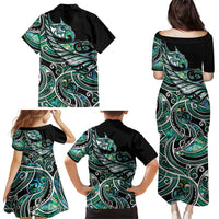 Maori Matariki - Manaia Family Matching Puletasi and Hawaiian Shirt Emerald Paua Shell LT7 - Polynesian Pride
