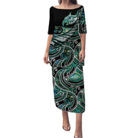 Maori Matariki - Manaia Family Matching Puletasi and Hawaiian Shirt Emerald Paua Shell LT7 Mom's Dress Green - Polynesian Pride