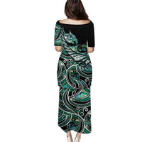 Maori Matariki - Manaia Family Matching Puletasi and Hawaiian Shirt Emerald Paua Shell LT7 - Polynesian Pride