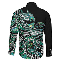Maori Matariki - Manaia Family Matching Short Sleeve Bodycon Dress and Hawaiian Shirt Emerald Paua Shell LT7 - Polynesian Pride