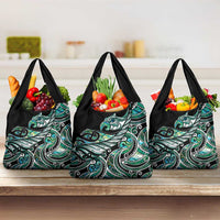 Maori Matariki - Manaia Grocery Bag Emerald Paua Shell LT7 3-pack One Size Green - Polynesian Pride