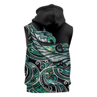 Maori Matariki - Manaia Sleeveless Zip Hoodie Emerald Paua Shell LT7 - Polynesian Pride