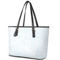 White Sunday Leather Tote Bag Plumeria Tatau Mix Tapa