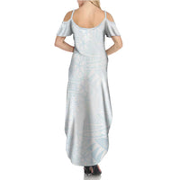 White Sunday Summer Maxi Dress Plumeria Tatau Mix Tapa