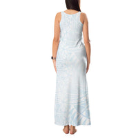 White Sunday Tank Maxi Dress Plumeria Tatau Mix Tapa