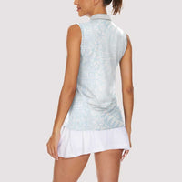 White Sunday Women Sleeveless Polo Shirt Plumeria Tatau Mix Tapa