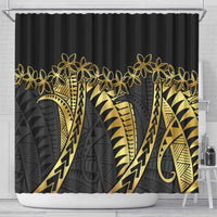 Polynesia Shower Curtain Black & Gold Fancy Plumeria LT7 - Polynesian Pride