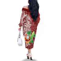 Hawaii Christmas Mele Kalikimaka Family Matching Off Shoulder Long Sleeve Dress and Hawaiian Shirt Santa Claus LT7 - Polynesian Pride