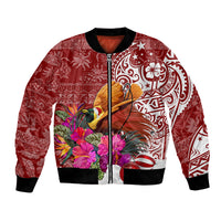 Papua New Guinea Christmas Bomber Jacket Bird-of-Paradise Special LT7 Unisex Red - Polynesian Pride