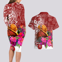 Papua New Guinea Christmas Couples Matching Long Sleeve Bodycon Dress and Hawaiian Shirt Bird-of-Paradise Special LT7 - Polynesian Pride