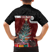 Personalised New Zealand Maori Christmas Family Matching Off Shoulder Maxi Dress and Hawaiian Shirt Xmas Fern Mix Kowhawhai LT7 - Polynesian Pride