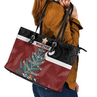 Personalised New Zealand Maori Christmas Leather Tote Bag Xmas Fern Mix Kowhawhai