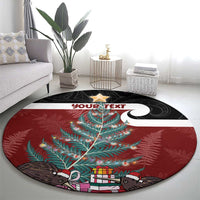 Personalised New Zealand Maori Christmas Round Carpet Xmas Fern Mix Kowhawhai