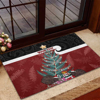 Personalised New Zealand Maori Christmas Rubber Doormat Xmas Fern Mix Kowhawhai LT7 - Polynesian Pride