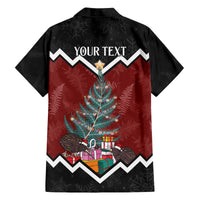 Personalised New Zealand Christmas Family Matching Off The Shoulder Long Sleeve Dress and Hawaiian Shirt Xmas Fern and Kiwi Birds