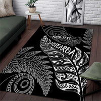 Aotearoa Personalized Lawn Bowls Maori Area Rug New Zealand Black Tribal Silver Fern - Polynesian Pride