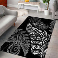 Aotearoa Personalized Lawn Bowls Maori Area Rug New Zealand Black Tribal Silver Fern - Polynesian Pride