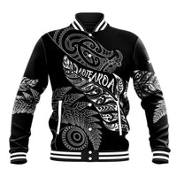 Aotearoa Personalized Lawn Bowls Maori Baseball Jacket New Zealand Black Tribal Silver Fern - Polynesian Pride