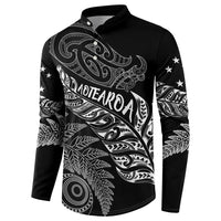 Aotearoa Personalized Lawn Bowls Maori Button Sweatshirt New Zealand Black Tribal Silver Fern - Polynesian Pride