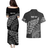 Aotearoa Personalized Lawn Bowls Maori Couples Matching Puletasi and Hawaiian Shirt New Zealand Black Tribal Silver Fern - Polynesian Pride
