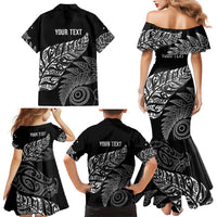 Aotearoa Personalized Lawn Bowls Maori Family Matching Mermaid Dress and Hawaiian Shirt New Zealand Black Tribal Silver Fern LT7 - Polynesian Pride