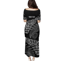 Aotearoa Personalized Lawn Bowls Maori Family Matching Puletasi and Hawaiian Shirt New Zealand Black Tribal Silver Fern LT7 - Polynesian Pride