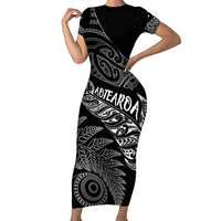 Aotearoa Personalized Lawn Bowls Maori Family Matching Short Sleeve Bodycon Dress and Hawaiian Shirt New Zealand Black Tribal Silver Fern - Polynesian Pride