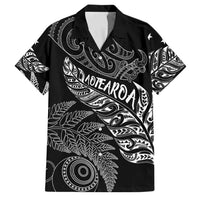 Aotearoa Personalized Lawn Bowls Maori Family Matching Tank Maxi Dress and Hawaiian Shirt New Zealand Black Tribal Silver Fern LT7 Dad's Shirt - Short Sleeve Black - Polynesian Pride