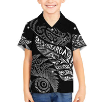 Aotearoa Personalized Lawn Bowls Maori Family Matching Tank Maxi Dress and Hawaiian Shirt New Zealand Black Tribal Silver Fern LT7 Son's Shirt Black - Polynesian Pride