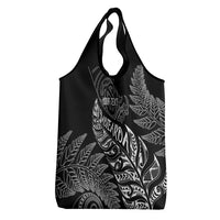 Aotearoa Personalized Lawn Bowls Maori Grocery Bag New Zealand Black Tribal Silver Fern - undefined