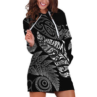 Aotearoa Personalized Lawn Bowls Maori Hoodie Dress New Zealand Black Tribal Silver Fern - Polynesian Pride