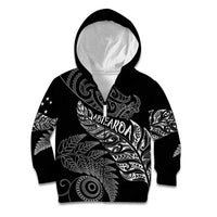 Aotearoa Personalized Lawn Bowls Maori Kid Hoodie New Zealand Black Tribal Silver Fern - Polynesian Pride