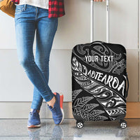 Aotearoa Personalized Lawn Bowls Maori Luggage Cover New Zealand Black Tribal Silver Fern - Polynesian Pride