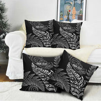 Aotearoa Personalized Lawn Bowls Maori Pillow Cover New Zealand Black Tribal Silver Fern - Polynesian Pride