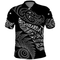 Aotearoa Personalized Lawn Bowls Maori Polo Shirt New Zealand Black Tribal Silver Fern LT7 Black - Polynesian Pride