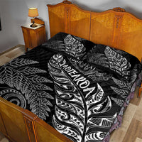 Aotearoa Personalized Lawn Bowls Maori Quilt Bed Set New Zealand Black Tribal Silver Fern - Polynesian Pride