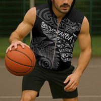 Aotearoa Personalized Lawn Bowls Maori Sleeveless Zip Hoodie New Zealand Black Tribal Silver Fern - Polynesian Pride