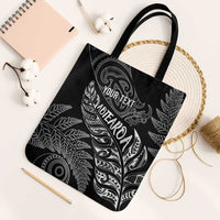 Aotearoa Personalized Lawn Bowls Maori Tote Bag New Zealand Black Tribal Silver Fern - Polynesian Pride
