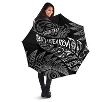 Aotearoa Personalized Lawn Bowls Maori Umbrella New Zealand Black Tribal Silver Fern - Polynesian Pride