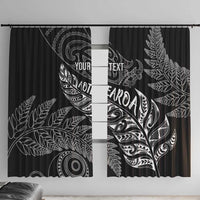 Aotearoa Personalized Lawn Bowls Maori Window Curtain New Zealand Black Tribal Silver Fern - Polynesian Pride