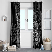 Aotearoa Personalized Lawn Bowls Maori Window Curtain New Zealand Black Tribal Silver Fern - Polynesian Pride