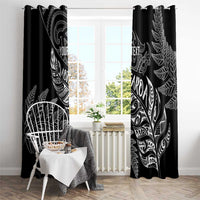 Aotearoa Personalized Lawn Bowls Maori Window Curtain New Zealand Black Tribal Silver Fern - Polynesian Pride