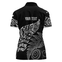 Aotearoa Personalized Lawn Bowls Maori Women Polo Shirt New Zealand Black Tribal Silver Fern - Polynesian Pride