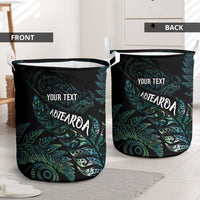 Aotearoa Personalized Lawn Bowls Maori Laundry Basket New Zealand Paua Shell Tribal Silver Fern - Polynesian Pride