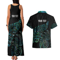 Aotearoa Personalized Lawn Bowls Maori Couples Matching Tank Maxi Dress and Hawaiian Shirt New Zealand Paua Shell Tribal Silver Fern LT7 - Polynesian Pride