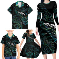 Aotearoa Personalized Lawn Bowls Maori Family Matching Long Sleeve Bodycon Dress and Hawaiian Shirt New Zealand Paua Shell Tribal Silver Fern LT7 - Polynesian Pride