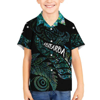 Aotearoa Personalized Lawn Bowls Maori Family Matching Mermaid Dress and Hawaiian Shirt New Zealand Paua Shell Tribal Silver Fern LT7 Son's Shirt Green - Polynesian Pride
