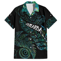Aotearoa Personalized Lawn Bowls Maori Family Matching Off The Shoulder Long Sleeve Dress and Hawaiian Shirt New Zealand Paua Shell Tribal Silver Fern - Polynesian Pride