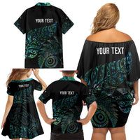 Aotearoa Personalized Lawn Bowls Maori Family Matching Off Shoulder Short Dress and Hawaiian Shirt New Zealand Paua Shell Tribal Silver Fern LT7 - Polynesian Pride